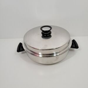 Vtg Amway Queen Stainless Steel 4qt Egg Poacher Pot With Lid